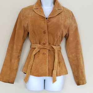 Wilson Leather Tan Sued Coat W/ Belt Size Small
